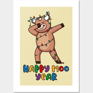 Dabbing Ox, Happy Moo Year 2021 Posters and Art